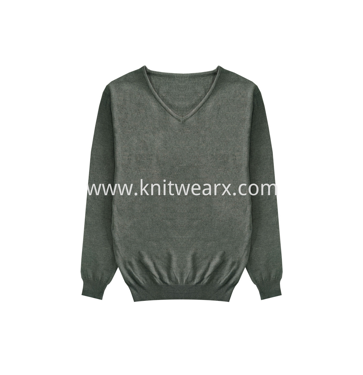 Men's Knitted Easy-care Wool V-neck Pullover